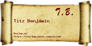Titz Benjámin névjegykártya